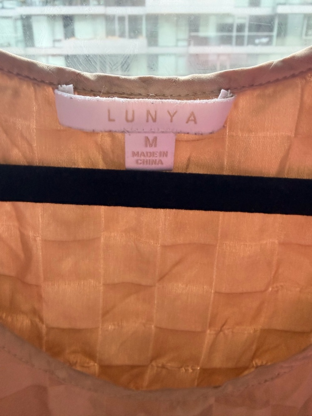 Lunya Washable Silk Shorts Tank Set Checkered Jacquard In Otium Tan - Picture 4 of 12